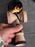 SWEETS KENDAMAS kendama france FR feu fire gas gasoline trasher skateboard flame flamme flammes flames design art patern graphic designs bilboquet freestyle tool wood toy bois jeu jouet figures tricks trick 