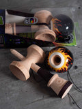 SWEETS KENDAMAS kendama france FR feu fire gas gasoline trasher skateboard flame flamme flammes flames design art patern graphic designs bilboquet freestyle tool wood toy bois jeu jouet figures tricks trick 